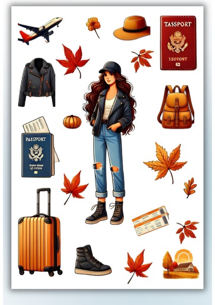 Seyahat Temalı Sticker Planner Ajanda Bullet Journal Için Uygun