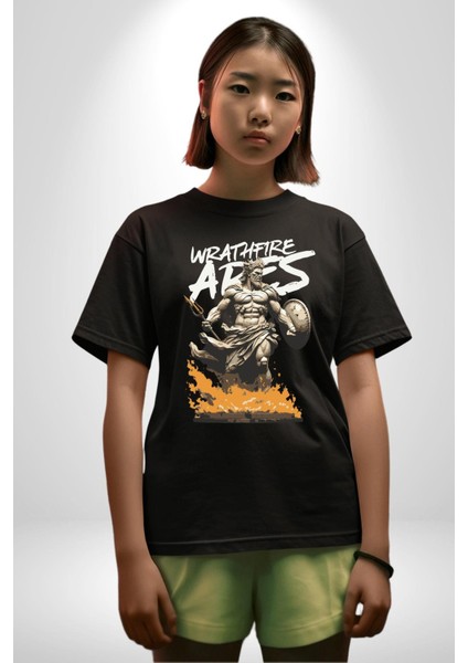 Muzaffer Savaşçı Antik Savaşçı Kadın Erkek Ön Baskılı Siyah Pamuklu Tişört Penye Klasik fırsatları