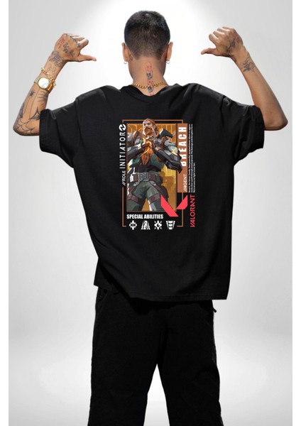 Breach Öncü Karakter Kadın Erkek Ön Minimal Sırt Baskılı Siyah Pamuklu Tişört fiyatları