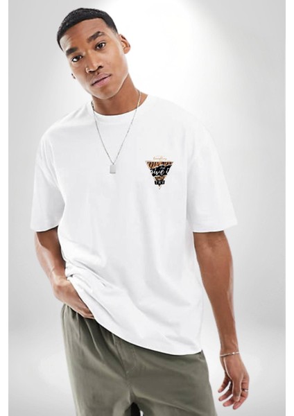 Tutum Her Şeydir Sadece Ver Onu Kaplan Kadın Erkek Ön Minimal Sırt Baskılı Beyaz Pamuklu Tişört modelleri