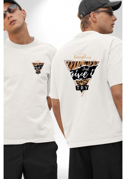 Tutum Her Şeydir Sadece Ver Onu Kaplan Kadın Erkek Ön Minimal Sırt Baskılı Beyaz Pamuklu Tişört fırsatları