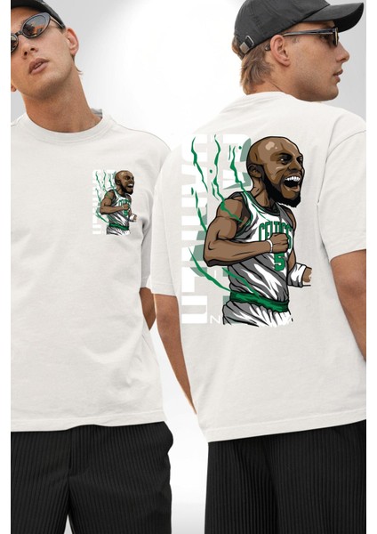 Jaylen Brown Basketbol Yıldız Kadın Erkek Ön Minimal Sırt Baskılı Beyaz Pamuklu Tişört