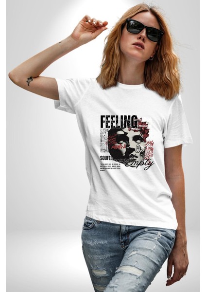 Boş Hissetmek Yunan Heykeli Kadın Erkek Ön Baskılı Beyaz Pamuklu Tişört Penye Klasik fiyatları