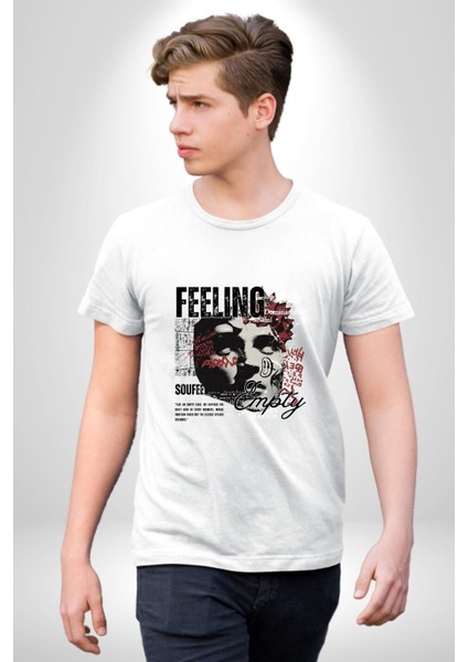 Boş Hissetmek Yunan Heykeli Kadın Erkek Ön Baskılı Beyaz Pamuklu Tişört Penye Klasik modelleri