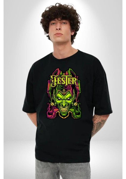 Jester Cadılar Bayramı Karakter Kadın Erkek Ön Baskılı Siyah Pamuklu Tişört Penye Klasik fiyatları