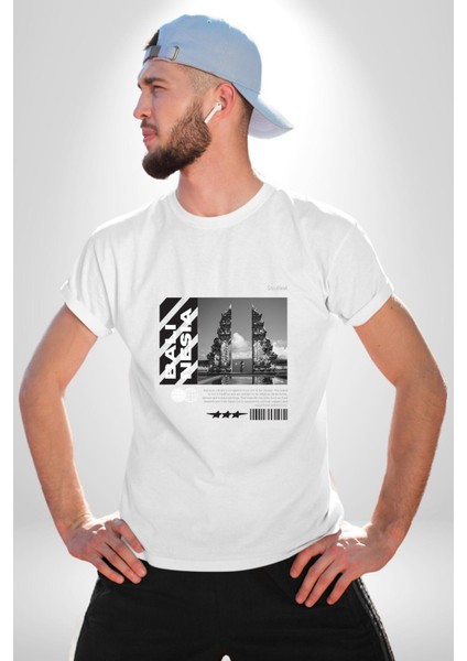 Bali Kültürü Yeni Tarz Kadın Erkek Ön Baskılı Beyaz Pamuklu Tişört Penye Klasik modelleri