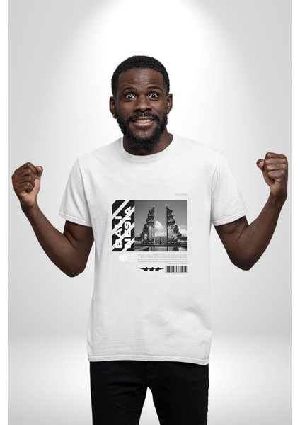 Bali Kültürü Yeni Tarz Kadın Erkek Ön Baskılı Beyaz Pamuklu Tişört Penye Klasik fırsatları