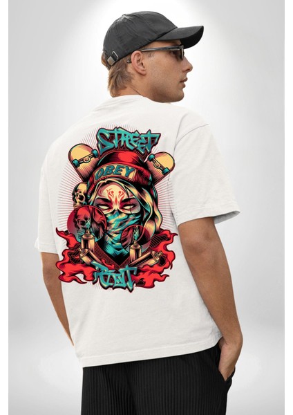 Sokak Tarzı Grafiti Kadın Kadın Erkek Ön Minimal Sırt Baskılı Beyaz Pamuklu Tişört fiyatları