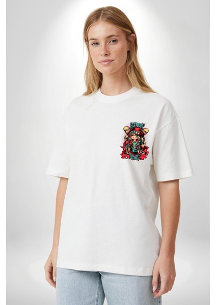 Sokak Tarzı Grafiti Kadın Kadın Erkek Ön Minimal Sırt Baskılı Beyaz Pamuklu Tişört modelleri