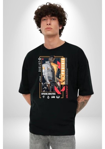 Phoenix Düellocu Karakter Kadın Erkek Ön Baskılı Siyah Pamuklu Tişört Penye Klasik fiyatları