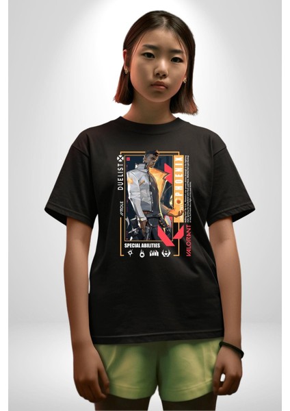 Phoenix Düellocu Karakter Kadın Erkek Ön Baskılı Siyah Pamuklu Tişört Penye Klasik modelleri