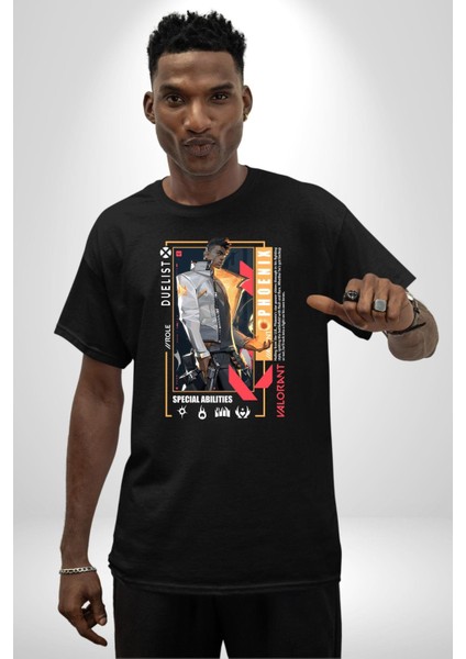 Phoenix Düellocu Karakter Kadın Erkek Ön Baskılı Siyah Pamuklu Tişört Penye Klasik fırsatları