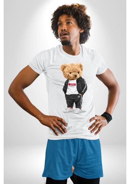 Kendini Sev Oyuncak Ayı Kadın Erkek Ön Baskılı Beyaz Pamuklu Tişört Penye Klasik modelleri