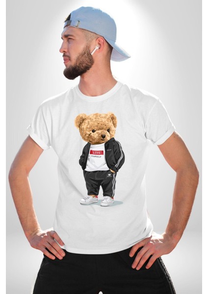 Kendini Sev Oyuncak Ayı Kadın Erkek Ön Baskılı Beyaz Pamuklu Tişört Penye Klasik indirimleri