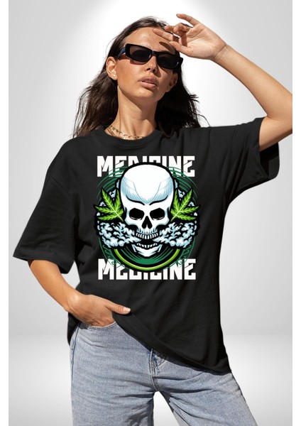 Ölü Cadılar Bayramı Kurukafa Kadın Erkek Ön Baskılı Siyah Pamuklu Tişört Penye Klasik fiyatları