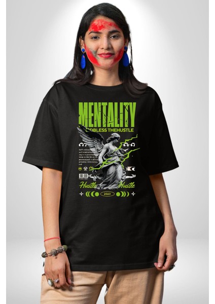 Zihniyet Yunan Kadın Kanatlı Heykel Kadın Erkek Ön Baskılı Siyah Pamuklu Tişört Penye Klasik fiyatları