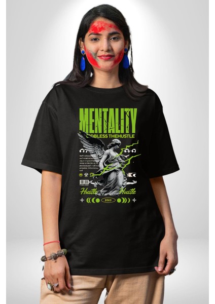 Zihniyet Yunan Kadın Kanatlı Heykel Kadın Erkek Ön Baskılı Siyah Pamuklu Tişört Penye Klasik modelleri