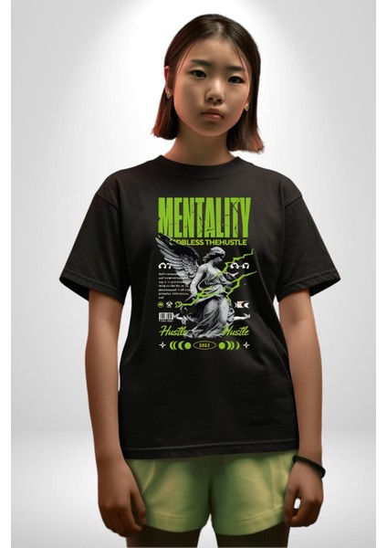 Zihniyet Yunan Kadın Kanatlı Heykel Kadın Erkek Ön Baskılı Siyah Pamuklu Tişört Penye Klasik indirimleri