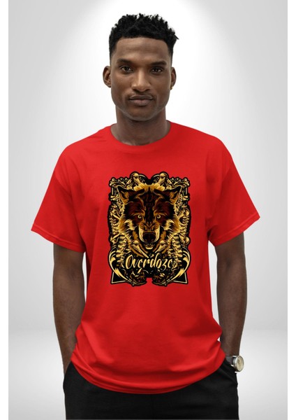 Overdoze Kurt Kemik Kadın Erkek Ön Baskılı Kırmızı Pamuklu Tişört Penye Klasik fırsatları