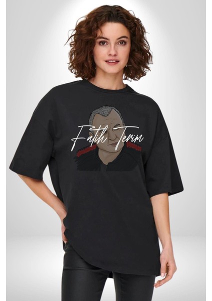 Imparator Grande Terim Kadın Erkek Ön Baskılı Siyah Pamuklu Tişört Penye Klasik fiyatları