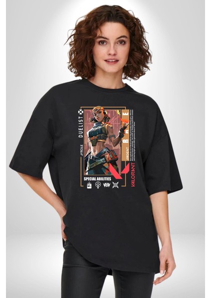 Raze Düellocu Karakter Kadın Erkek Ön Baskılı Siyah Pamuklu Tişört Penye Klasik fiyatları