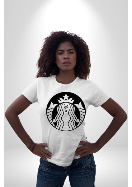 Komik Kadın Kafe Logo Kadın Erkek Ön Baskılı Beyaz Pamuklu Tişört Penye Klasik fiyatları