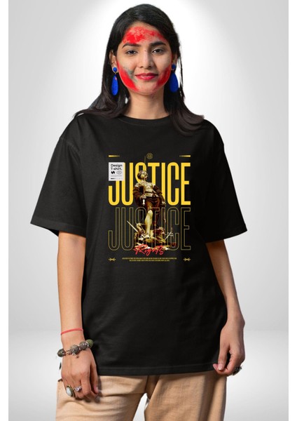Adalet Doğru Olan Sokak Tarzı Kadın Erkek Ön Baskılı Siyah Pamuklu Tişört Penye Klasik fiyatları