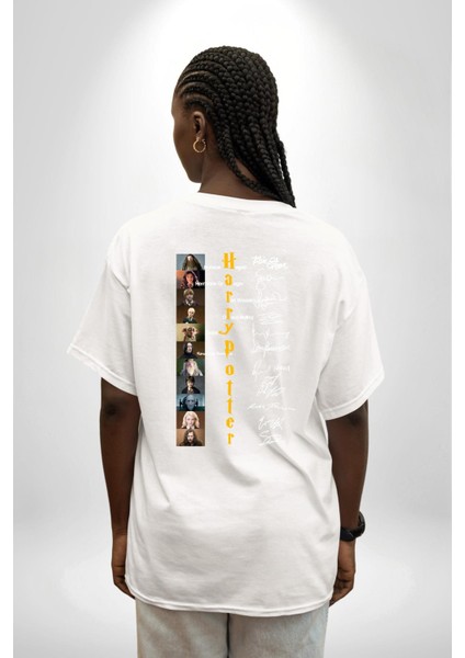 Efsane Film Serisi Ünlü Oyuncu Imzaları Kadın Erkek Ön Minimal Sırt Baskılı Beyaz Pamuklu Tişört fiyatları