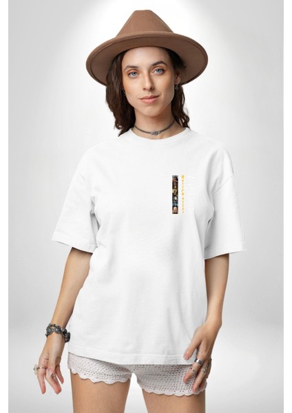 Efsane Film Serisi Ünlü Oyuncu Imzaları Kadın Erkek Ön Minimal Sırt Baskılı Beyaz Pamuklu Tişört modelleri