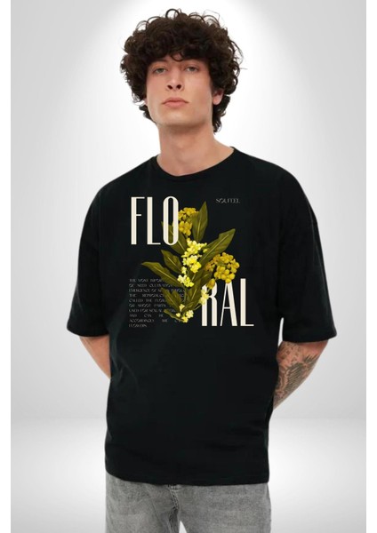 Modern Çiçek Tasarımı Kadın Erkek Ön Baskılı Siyah Pamuklu Tişört Penye Klasik fiyatları