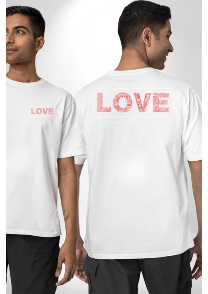 Aşk Hayatı Tatlı Kılan Gizli Bileşendir Kadın Erkek Ön Minimal Sırt Baskılı Beyaz Pamuklu Tişört