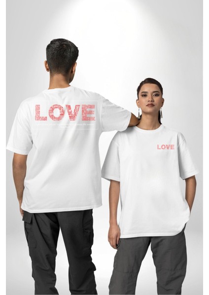 Aşk Hayatı Tatlı Kılan Gizli Bileşendir Kadın Erkek Ön Minimal Sırt Baskılı Beyaz Pamuklu Tişört fırsatları