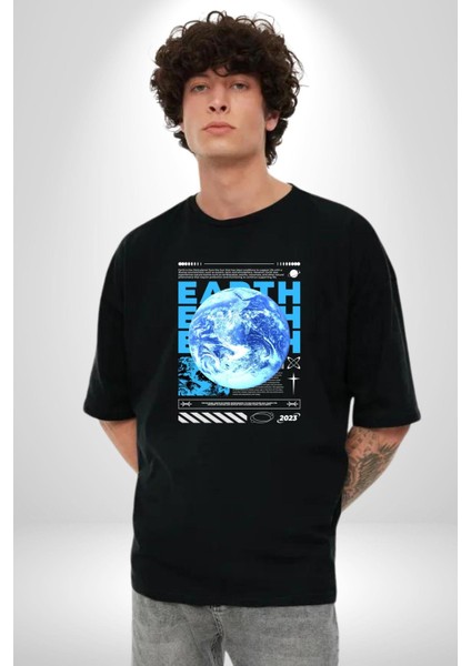 Dünya Tekno Sokak Tarzı Kadın Erkek Ön Baskılı Siyah Pamuklu Tişört Penye Klasik indirimleri