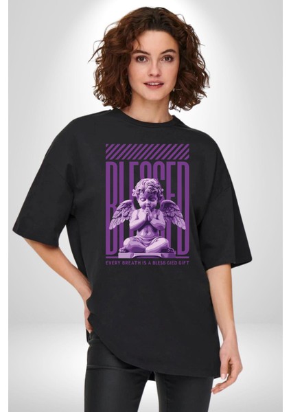 Bebek Roma Antik Heykel Her Nefes Kadın Erkek Ön Baskılı Siyah Pamuklu Tişört Penye Klasik indirimleri