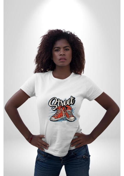 Sokak Tarzı Tarz Ayakkabı Kadın Erkek Ön Baskılı Beyaz Pamuklu Tişört Penye Klasik fiyatları