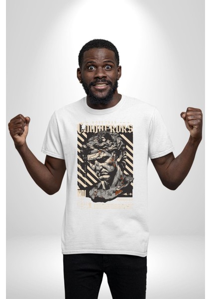 Fatihlerden Daha Fazlası Antik Roma Kadın Erkek Ön Baskılı Beyaz Pamuklu Tişört Penye Klasik fiyatları