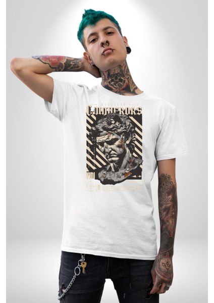 Fatihlerden Daha Fazlası Antik Roma Kadın Erkek Ön Baskılı Beyaz Pamuklu Tişört Penye Klasik fırsatları