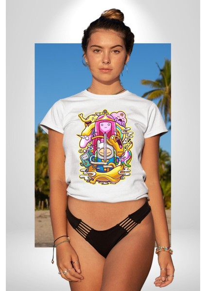 Adventure Time Finn ve Jack Kadın Erkek Ön Baskılı Beyaz Pamuklu Tişört Penye Klasik modelleri