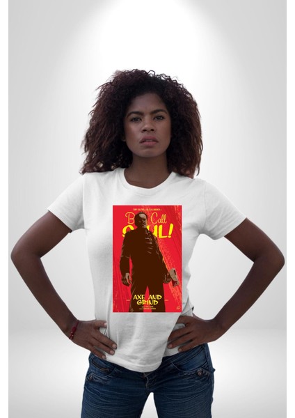 Saul U Ara Tony Dalton Kadın Erkek Ön Baskılı Beyaz Pamuklu Tişört Penye Klasik modelleri