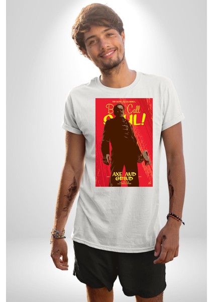 Saul U Ara Tony Dalton Kadın Erkek Ön Baskılı Beyaz Pamuklu Tişört Penye Klasik fırsatları