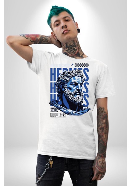 Yunan Tanrısı Yunan Efsanesi Kadın Erkek Ön Baskılı Beyaz Pamuklu Tişört Penye Klasik fiyatları