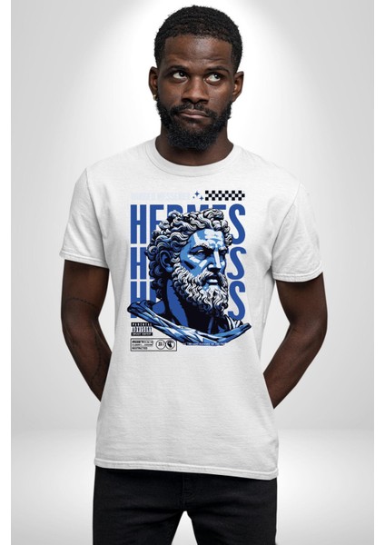 Yunan Tanrısı Yunan Efsanesi Kadın Erkek Ön Baskılı Beyaz Pamuklu Tişört Penye Klasik fırsatları