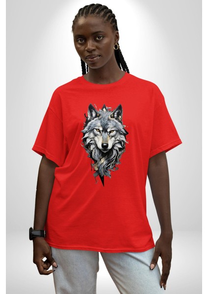 Havalı Kurt Özel Harekat Kadın Erkek Ön Baskılı Kırmızı Pamuklu Tişört Penye Klasik fiyatları