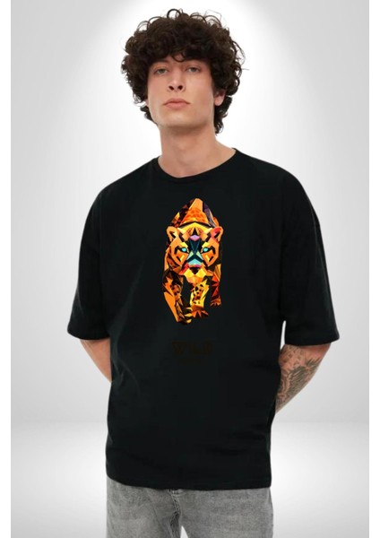 Modern Kaplan Techno Tarzı Kadın Erkek Ön Baskılı Siyah Pamuklu Tişört Penye Klasik fırsatları