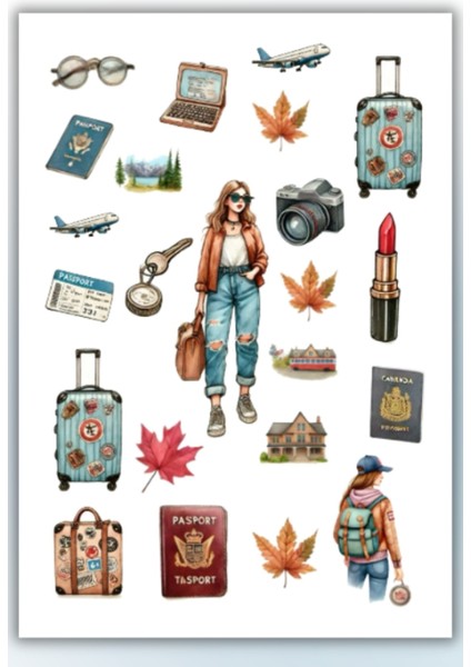 Seyahat Temalı Sticker Planner Ajanda Bullet Journal Için Uygun
