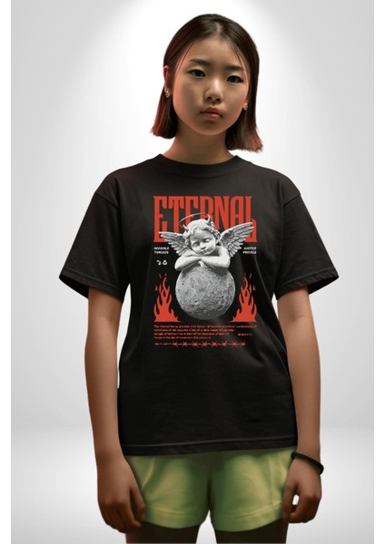 Sonsuz Şeytan Bebek Adalet Öncelikleri Kadın Erkek Ön Baskılı Siyah Pamuklu Tişört Penye Klasik fiyatları