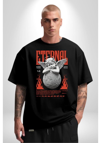 Sonsuz Şeytan Bebek Adalet Öncelikleri Kadın Erkek Ön Baskılı Siyah Pamuklu Tişört Penye Klasik modelleri