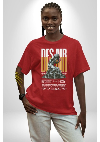 Arzu Roma Taş Taşıyan Adam Sofistike Kadın Erkek Ön Baskılı Kırmızı Pamuklu Tişört Penye Klasik modelleri