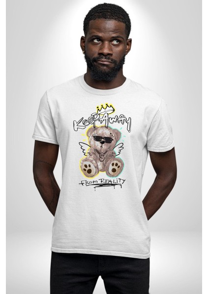 Oyuncak Ayı Sokaklar Kralı Kadın Erkek Ön Baskılı Beyaz Pamuklu Tişört Penye Klasik indirimleri