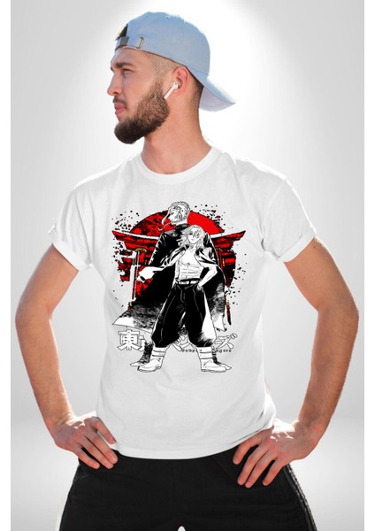 Tokyo Ravengers Japon Anime Kadın Erkek Ön Baskılı Beyaz Pamuklu Tişört Penye Klasik